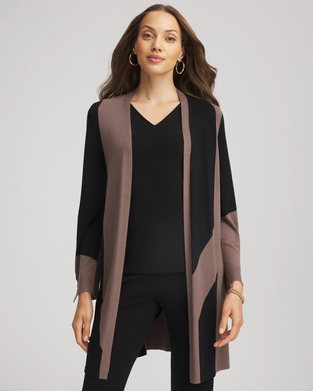 Chico's | Travelers™ Collection Colorblock Cardigan/ Deep Taupe