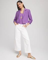 Chico's | Cropped Ruched Sleeve Blazer/ Plum Shade