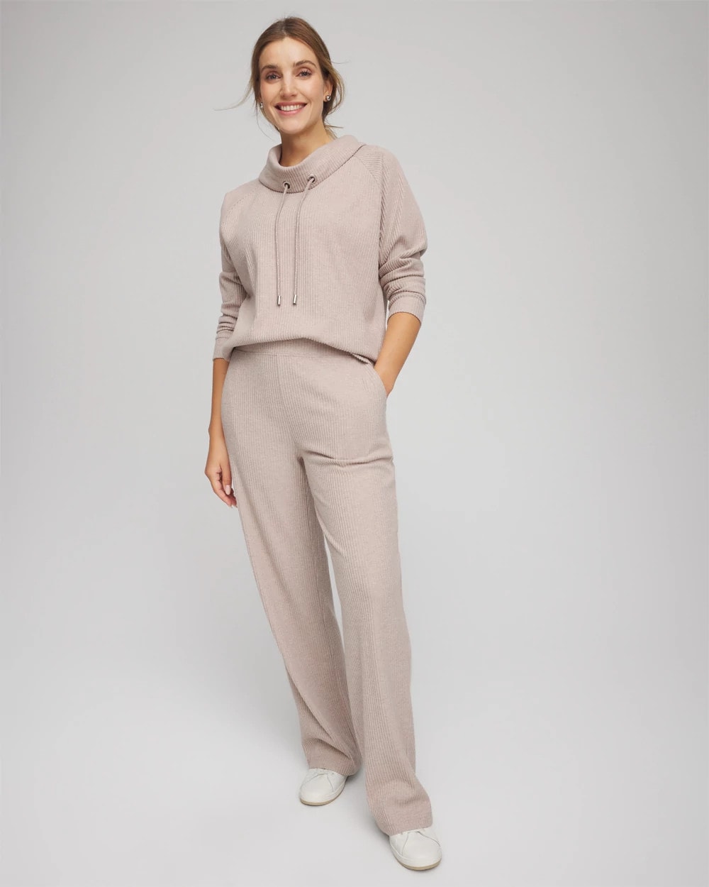 Chico's | Zenergy® Brushed Ribbed Pants/ Light Taupe Heather