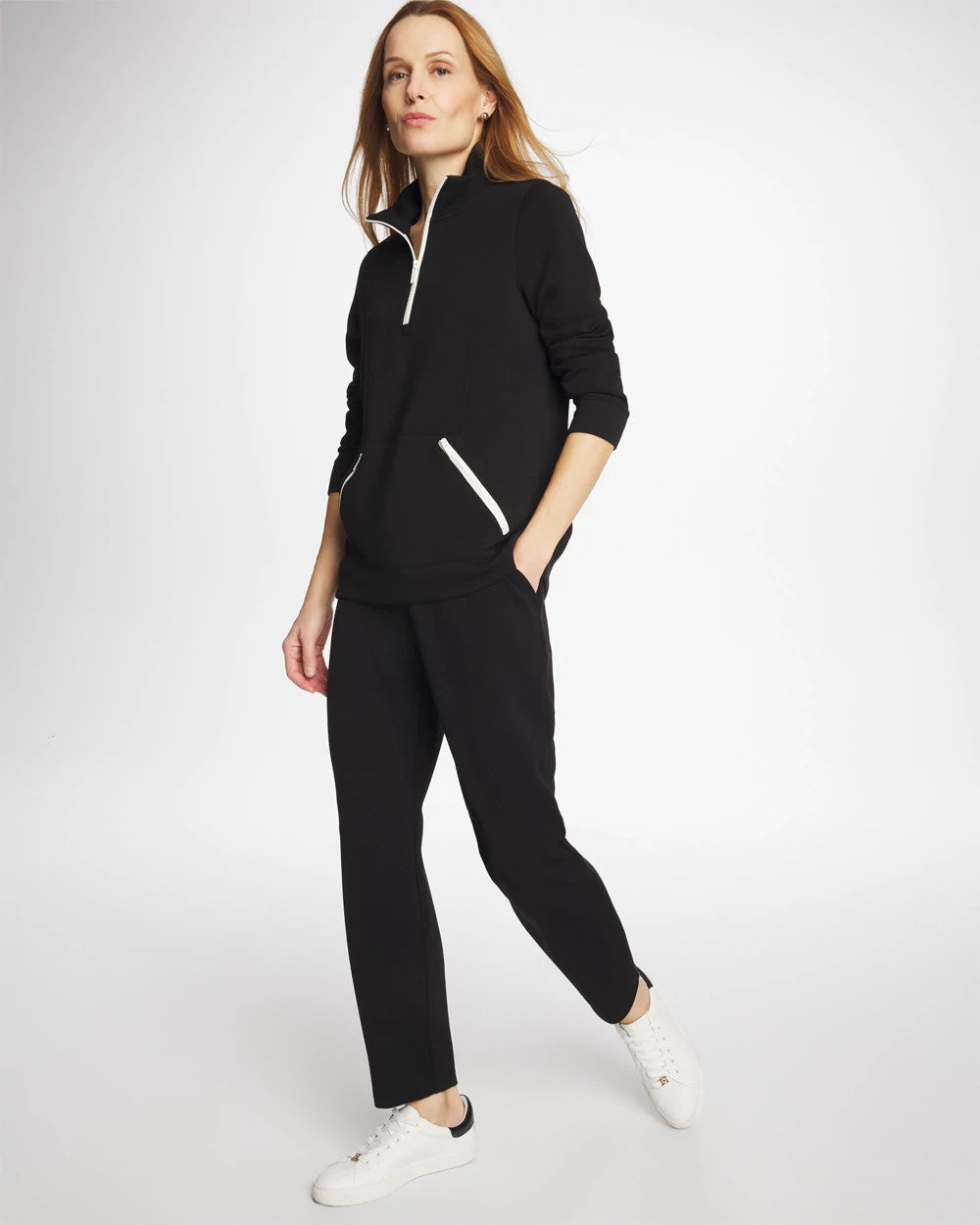 Chico's | Zenergy® Soft Contrast Half Zip Pullover/ Black