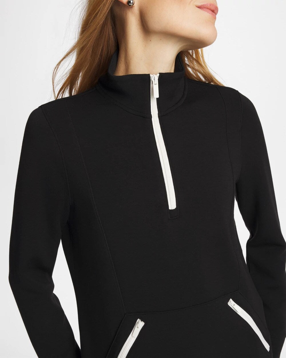 Chico's | Zenergy® Soft Contrast Half Zip Pullover/ Black