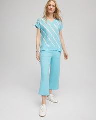 Chico's | Zenergy® French Terry Gauze-Inset Cropped Pants/ Paradiso Blue