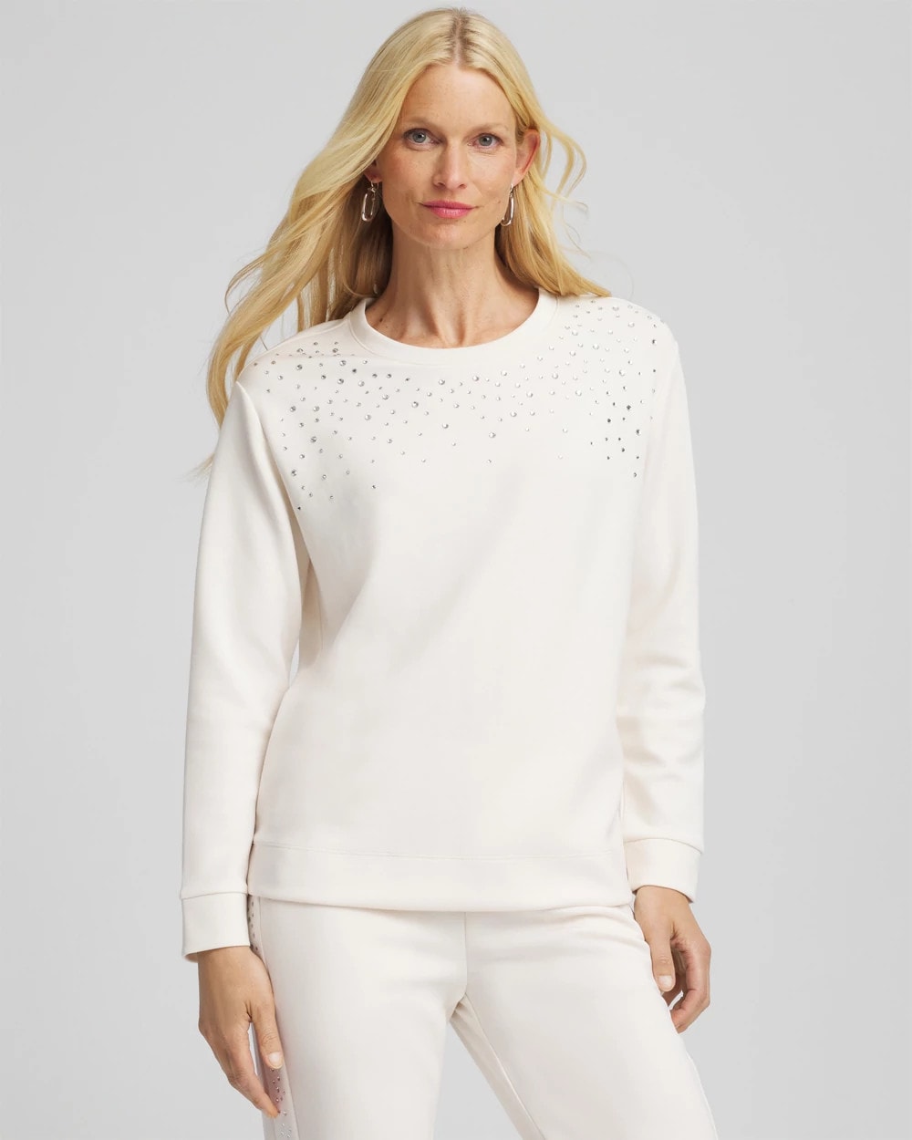 Chico's | Zenergy® Rhinestone Pullover Top/ English Cream