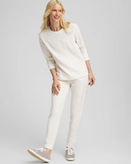 Chico's | Zenergy® Rhinestone Pullover Top/ English Cream