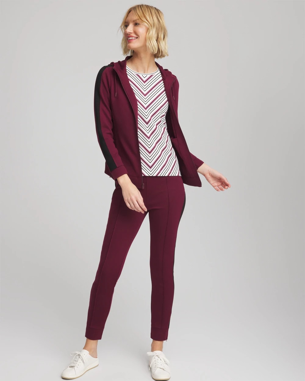 Chico's | Zenergy® Soft Brushed Striped Top/ Deep Chianti