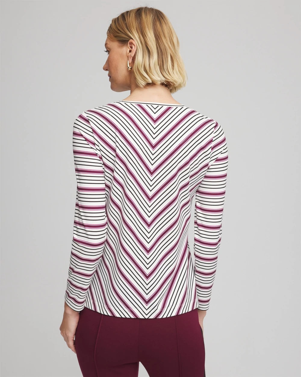 Chico's | Zenergy® Soft Brushed Striped Top/ Deep Chianti