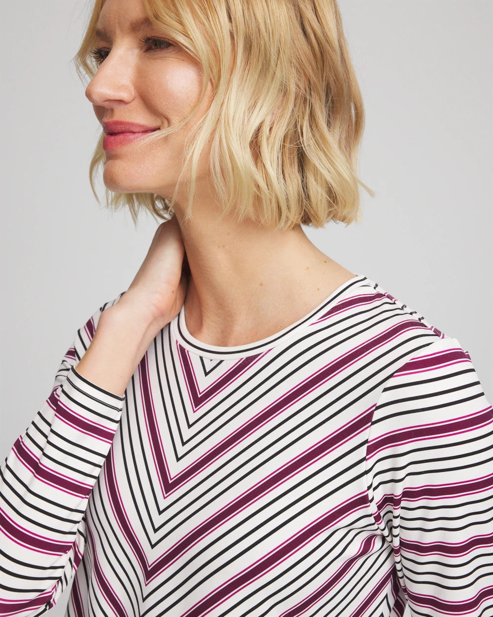 Chico's | Zenergy® Soft Brushed Striped Top/ Deep Chianti