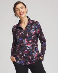 Chico's | Zenergy® UPF Floral Half-Zip Pullover Top/ Deep Chianti