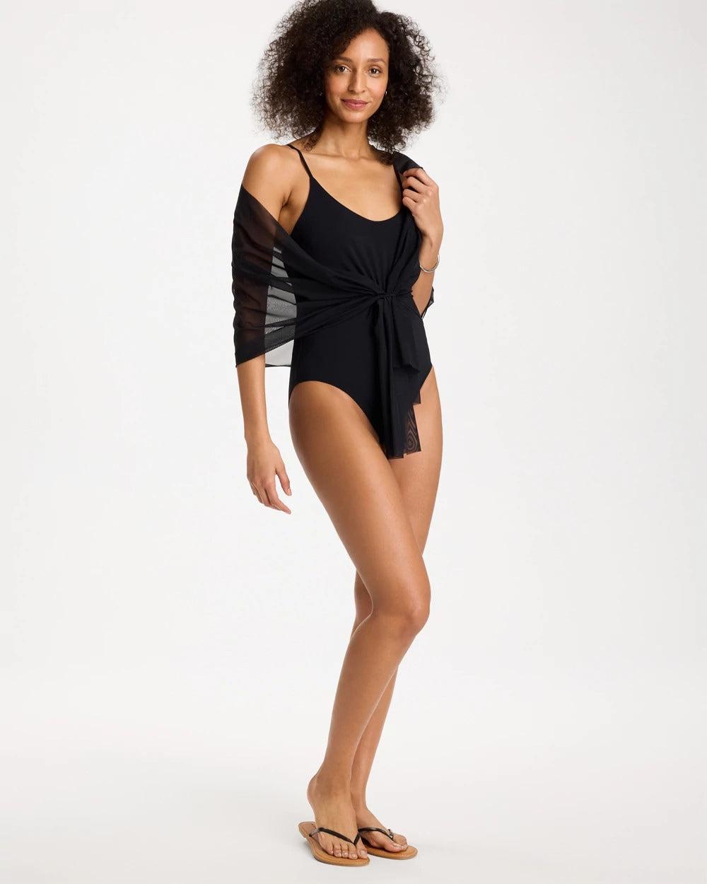Chico's | Gottex Yuri Flower Mesh One Piece Swimsuit/ Black