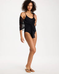 Chico's | Gottex Yuri Flower Mesh One Piece Swimsuit/ Black