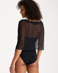 Chico's | Gottex Yuri Flower Mesh One Piece Swimsuit/ Black
