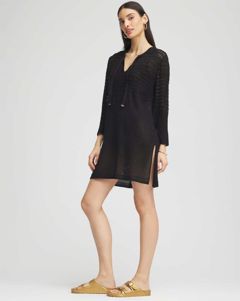 Chico's | Chico's Tie-Front Beach Swimsuit Cover-Up/ Black