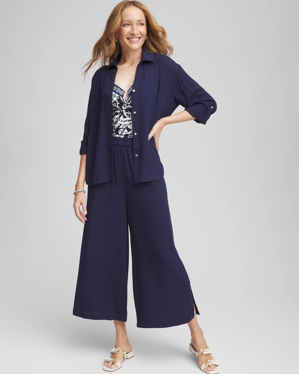 Chico's | Chico's Beach Swimsuit Cover-Up Set/ Passport Blue
