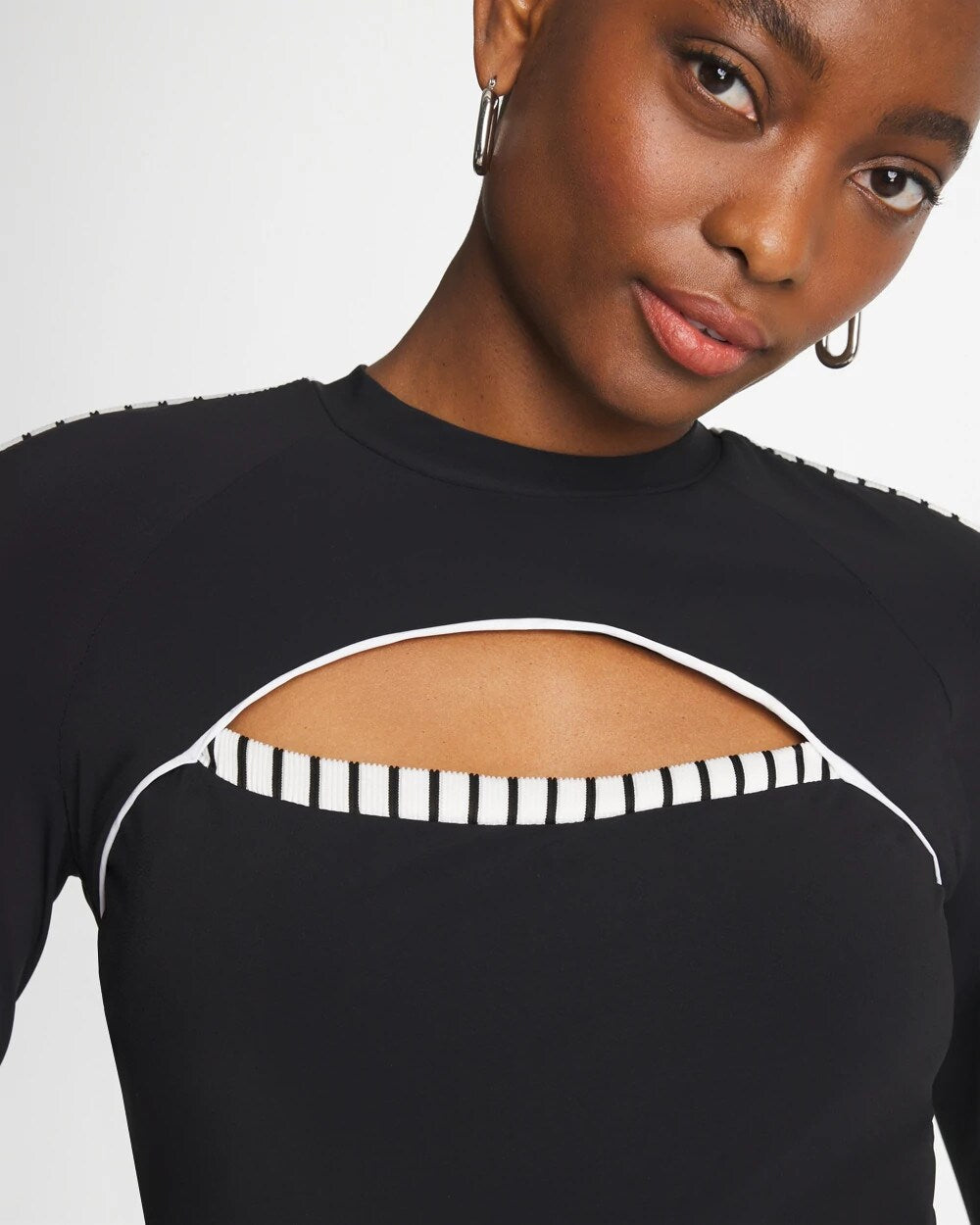 Chico's | Gottex Coco Long Sleeve One Piece/ Black/White