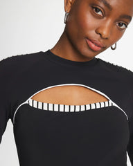 Chico's | Gottex Coco Long Sleeve One Piece/ Black/White