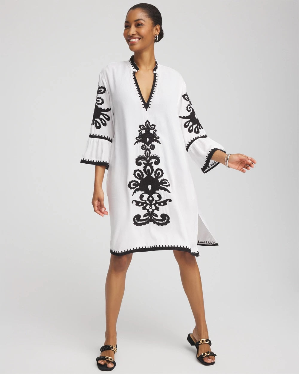 Chico's | Embroidered Beach Swimsuit Cover Up/ Alabaster