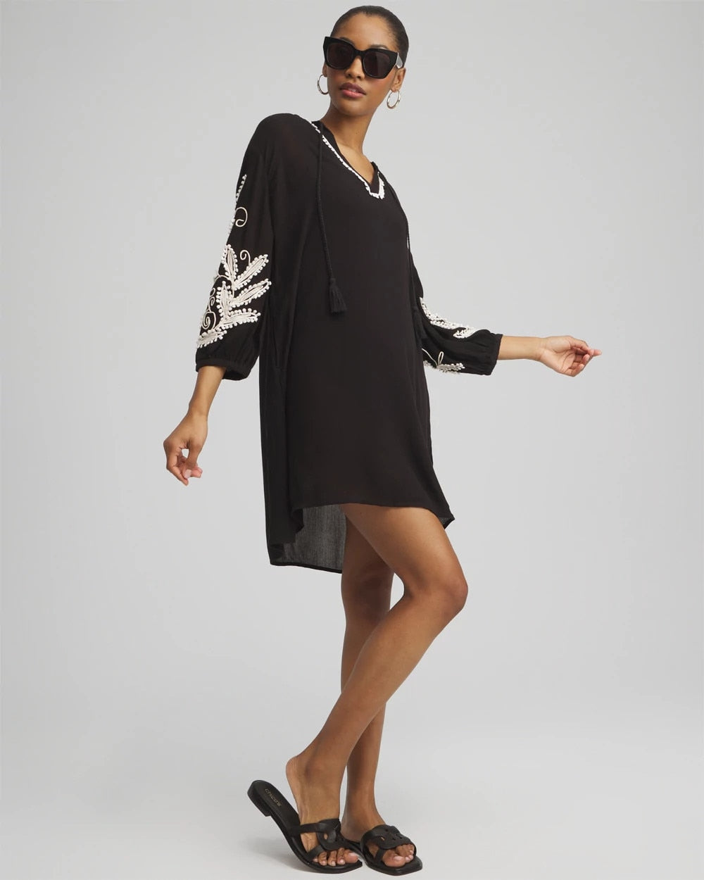 Chico's | Embroidered Coverup Dress/ Black
