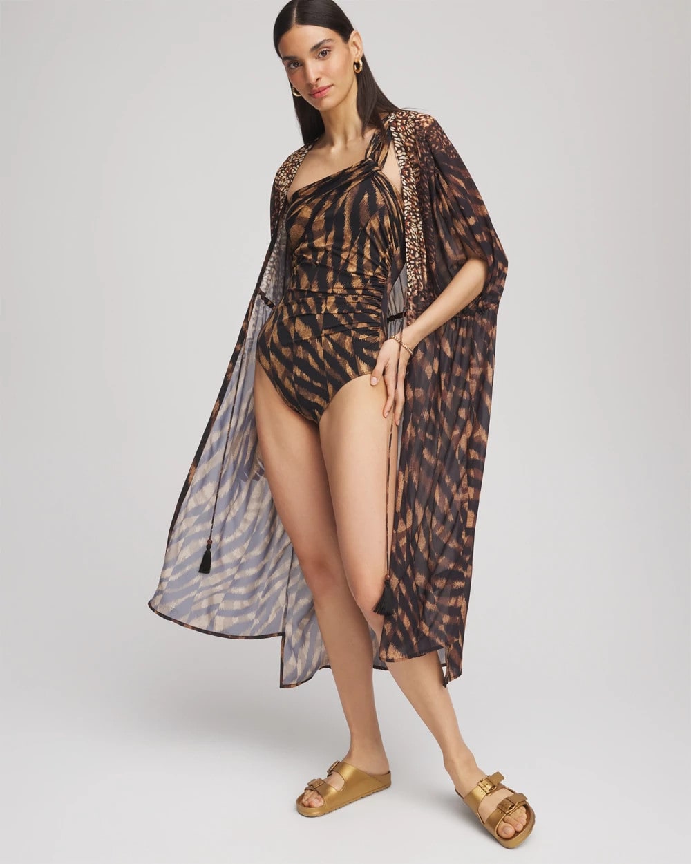 Chico's | Miraclesuit® Raya De Safari Europa One-Piece Swimsuit/ Black/Brown