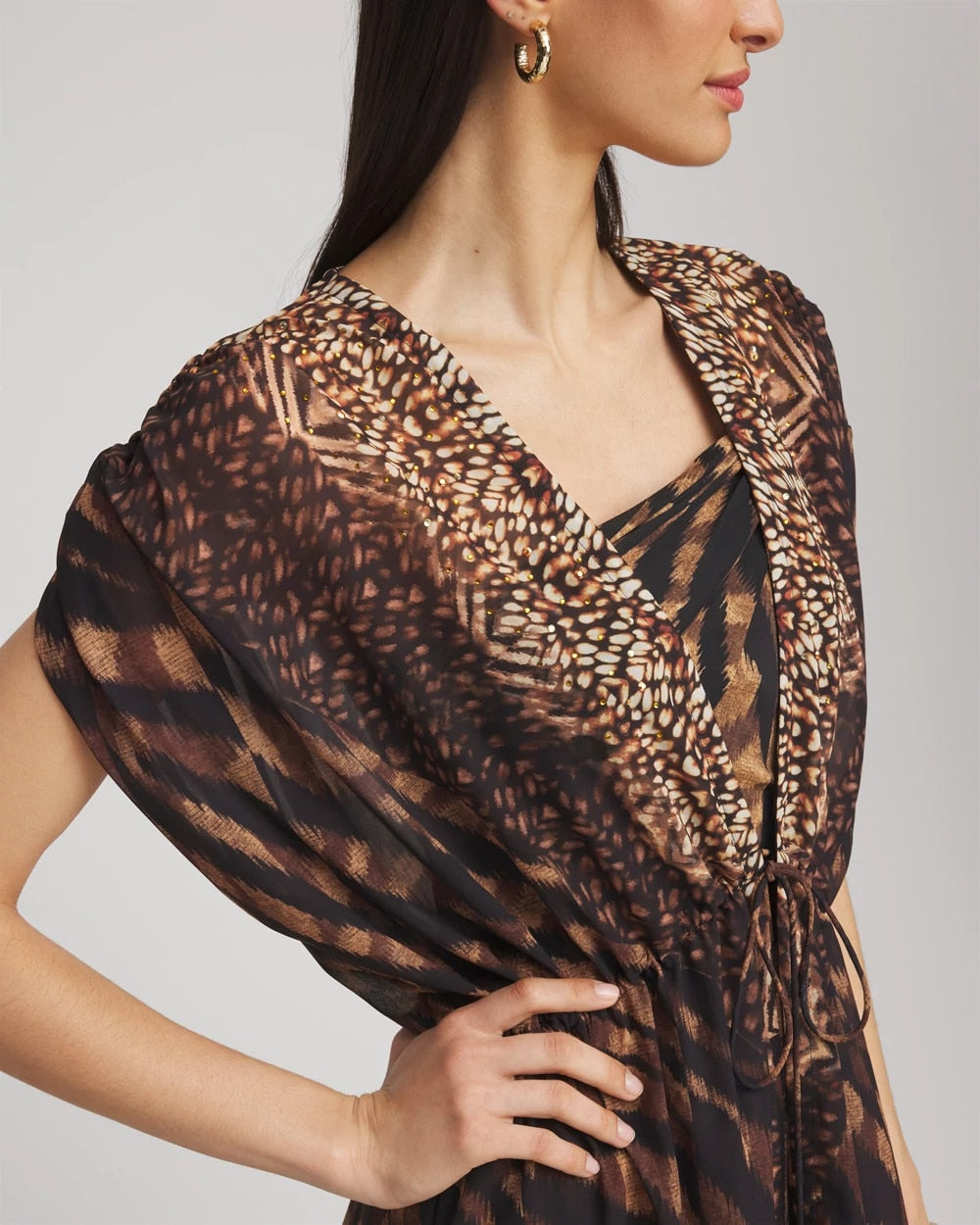 Chico's | Miraclesuit® Raya De Safari Kimono Cover-Up/ Black/Brown