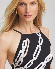 Chico's | Gottex High Neck Halter Top Swimsuit/ Black/Natural Cream