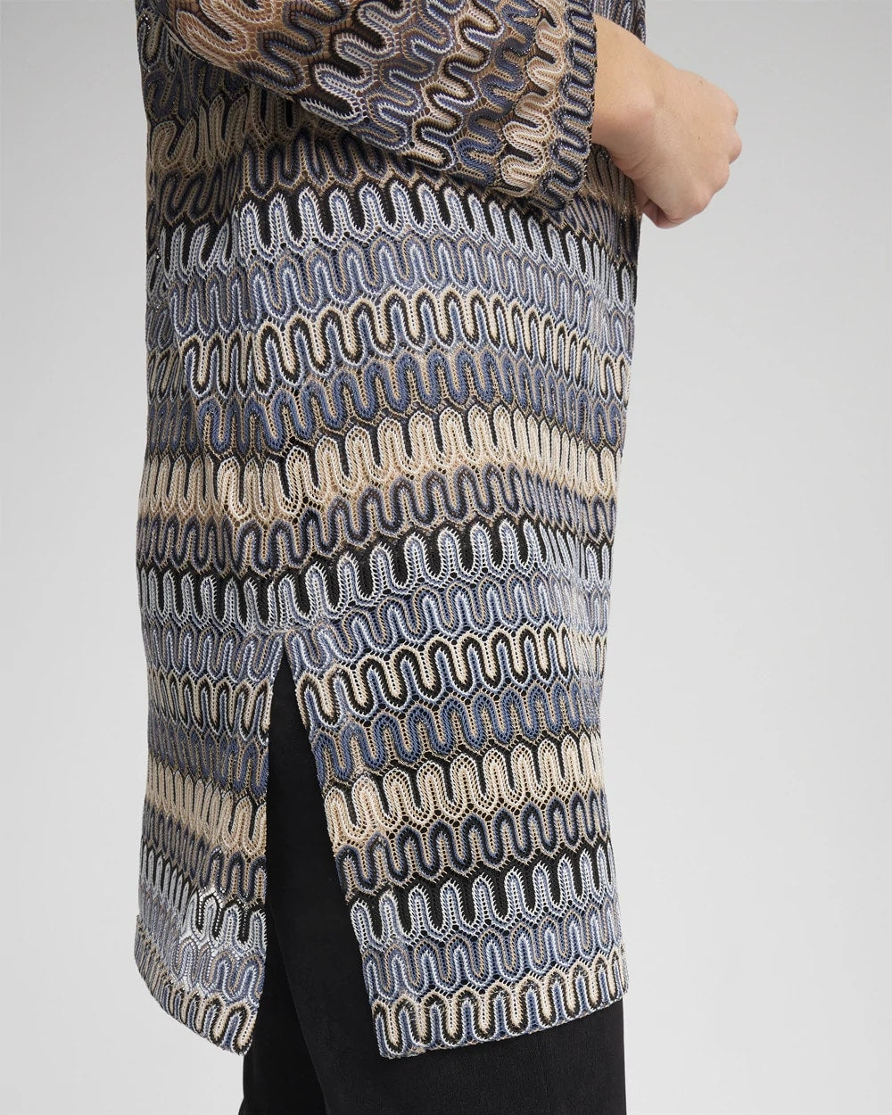 Chico's | Travelers™ Knit Chevron Open-Front Cardigan/ Canyon Blue