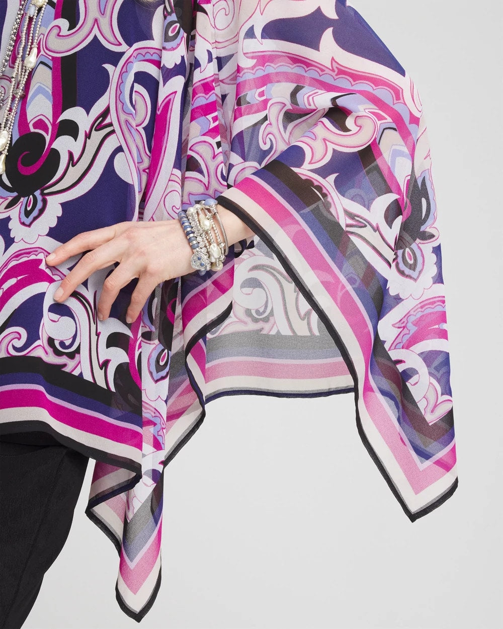 Chico's | Travelers™ Paisley Chiffon Layered Top/ Purple Clover
