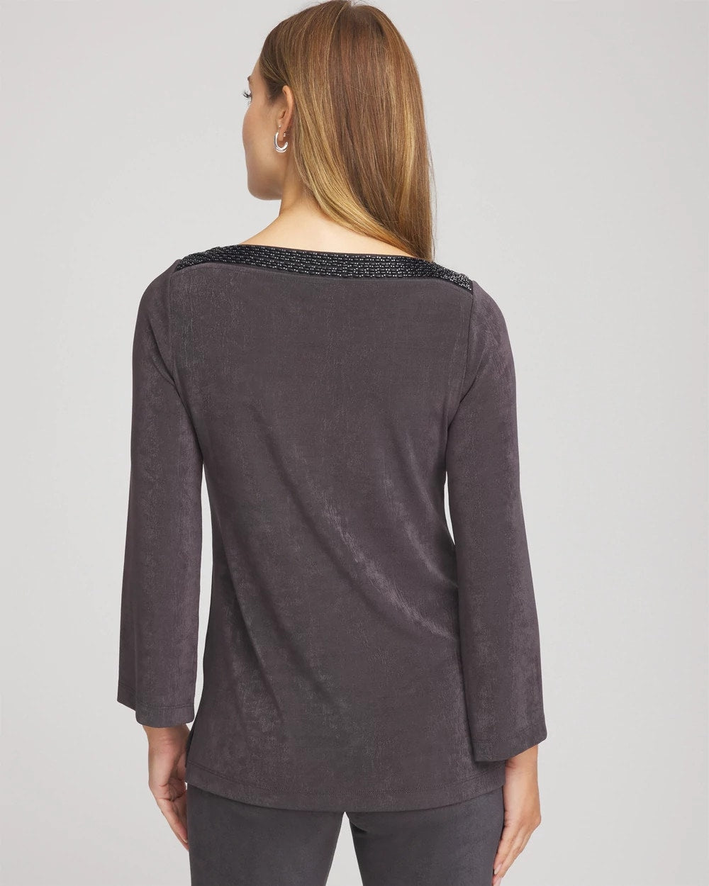 Chico's | Travelers™ Koia Pearl Beaded Tunic/ Serene Gray