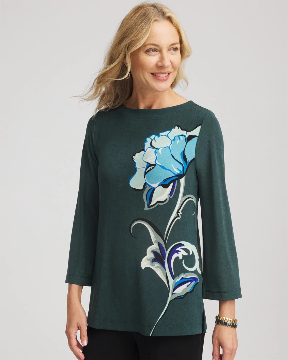 Chico's | Travelers™ Artisanal Boatneck Tunic/ Darkest Spruce