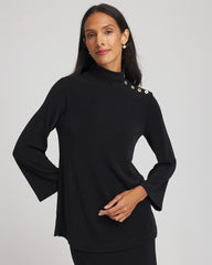 Chico's | Travelers™ Button Mockneck Top/ Travelers Black