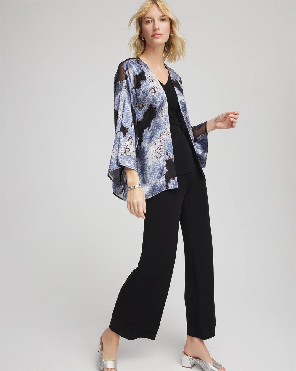 Chico's | Travelers™ Collection Paisley Burnout Jacket/ Canyon Blue