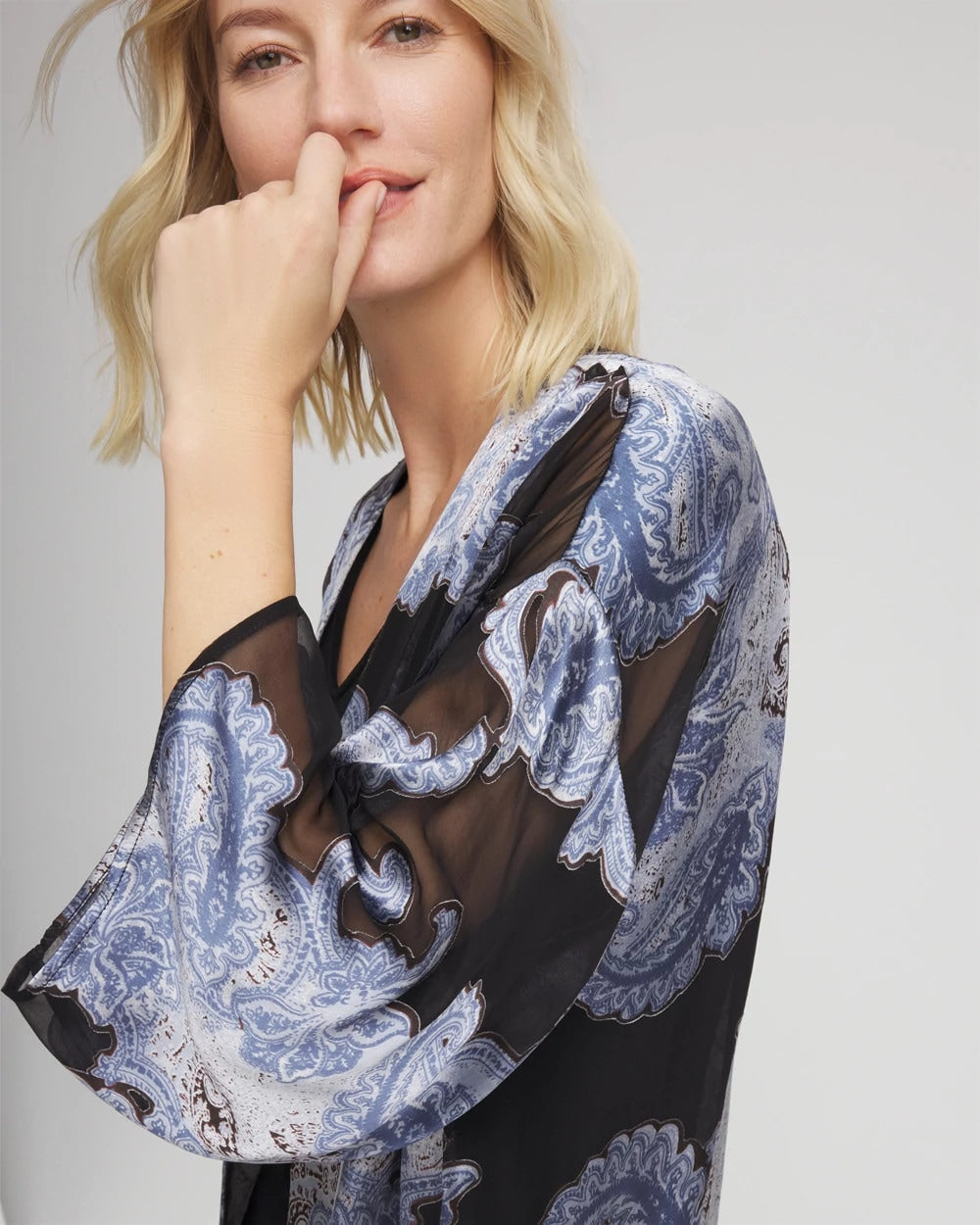 Chico's | Travelers™ Collection Paisley Burnout Jacket/ Canyon Blue