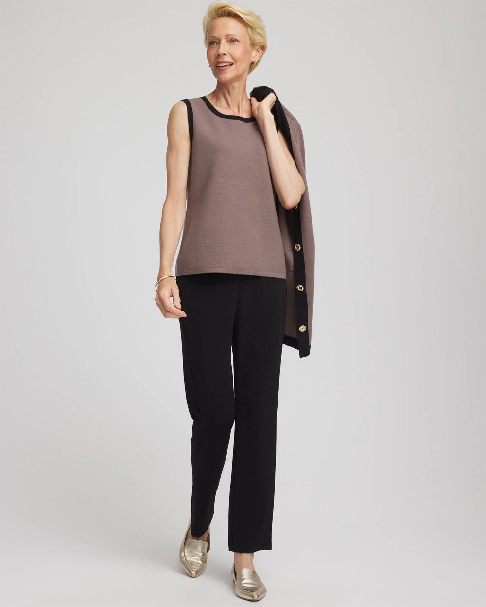 Chico's | Travelers™ Tipped Sweater Tank/ Deep Taupe