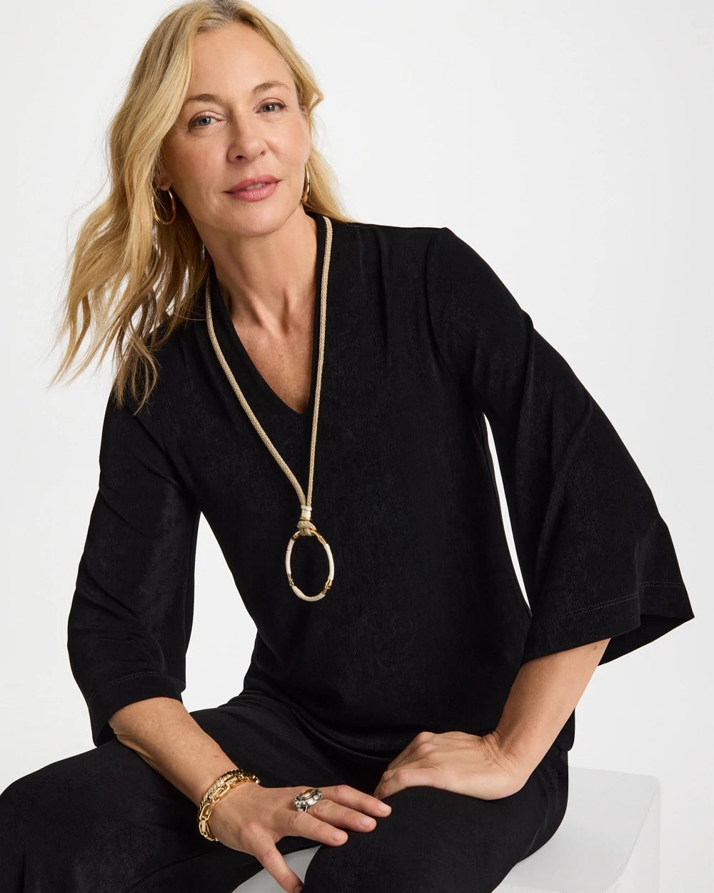 Chico's | Travelers™ V-Neck Kimono Top/ Travelers Black
