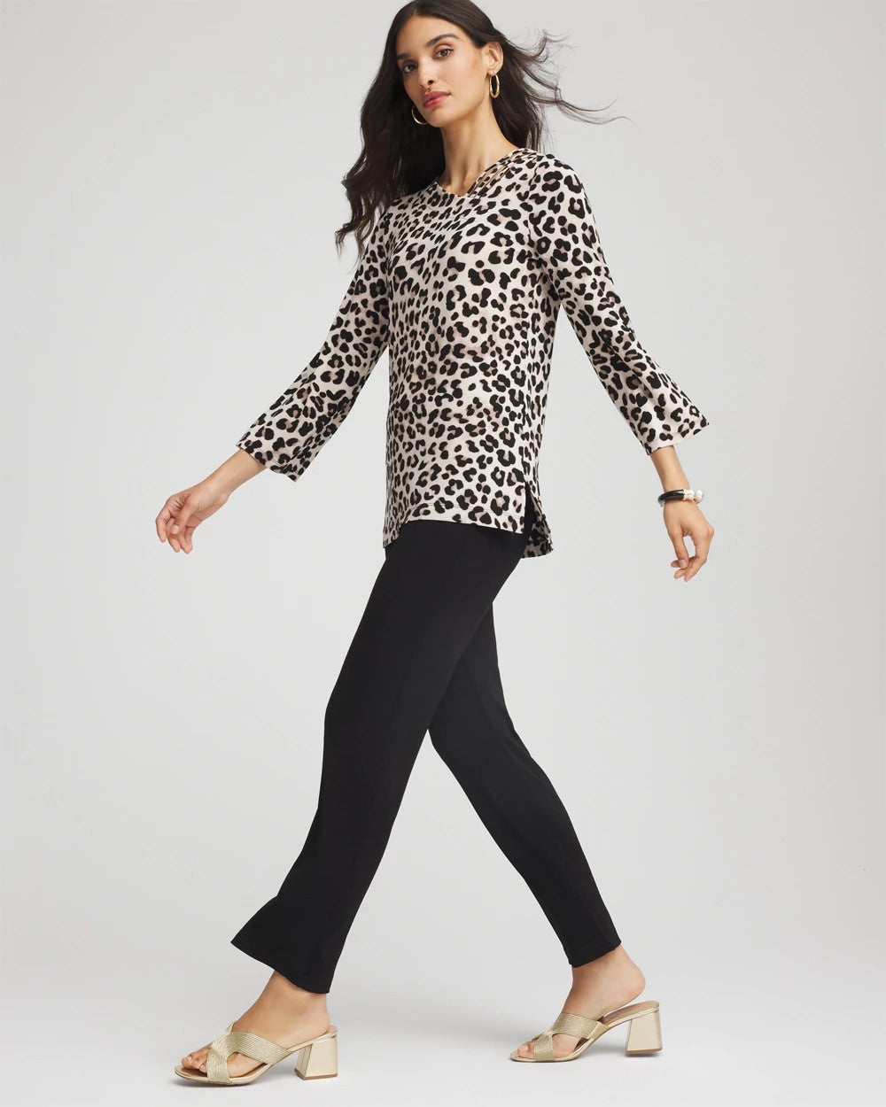 Chico's | Travelers™ Animal-Print Lattice Top/ Deep Taupe
