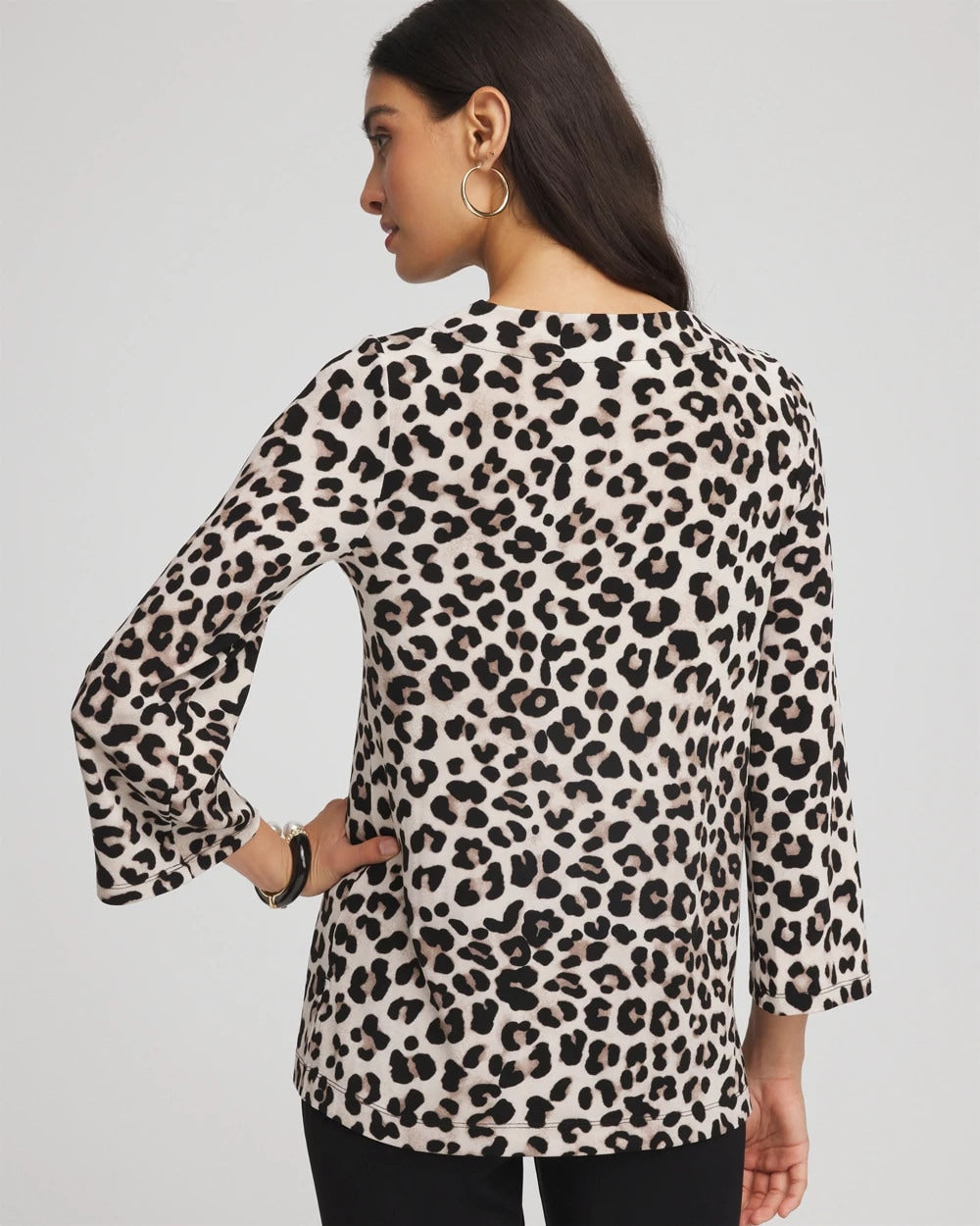 Chico's | Travelers™ Animal-Print Lattice Top/ Deep Taupe