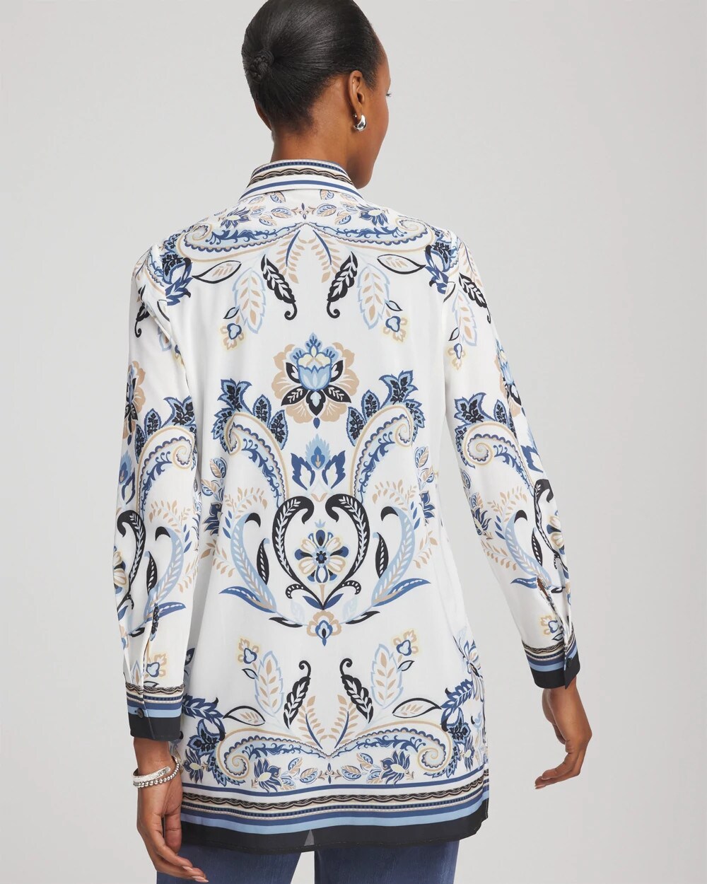 Chico's | Travelers™ Collection Paisley Mesh Shirt Jacket/ Canyon Blue