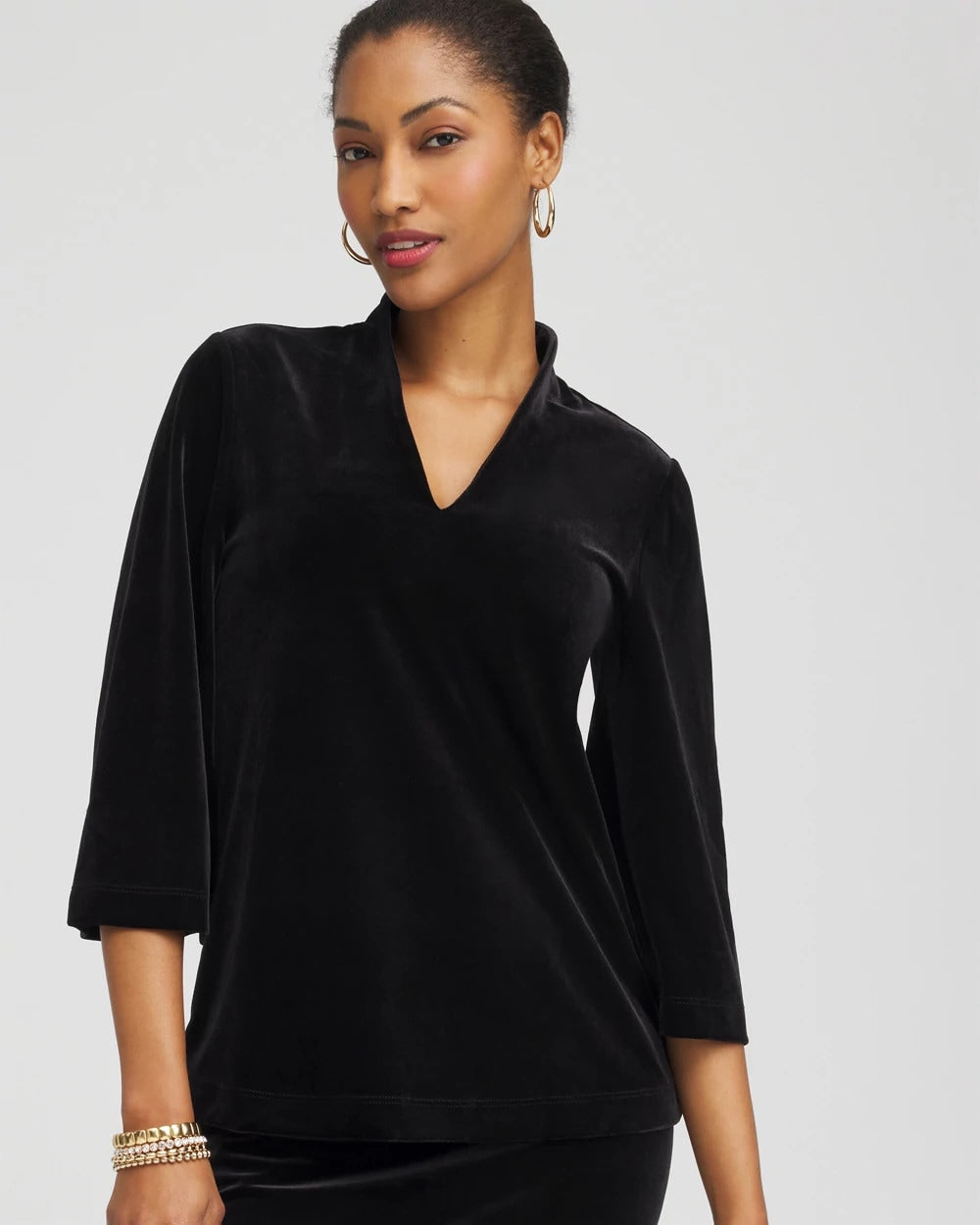 Chico's | Travelers™ Velvet V-Neck Kimono Sleeve Top/ Travelers Black