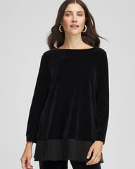 Chico's | Travelers™ Chiffon Hem Velvet Tunic/ Travelers Black
