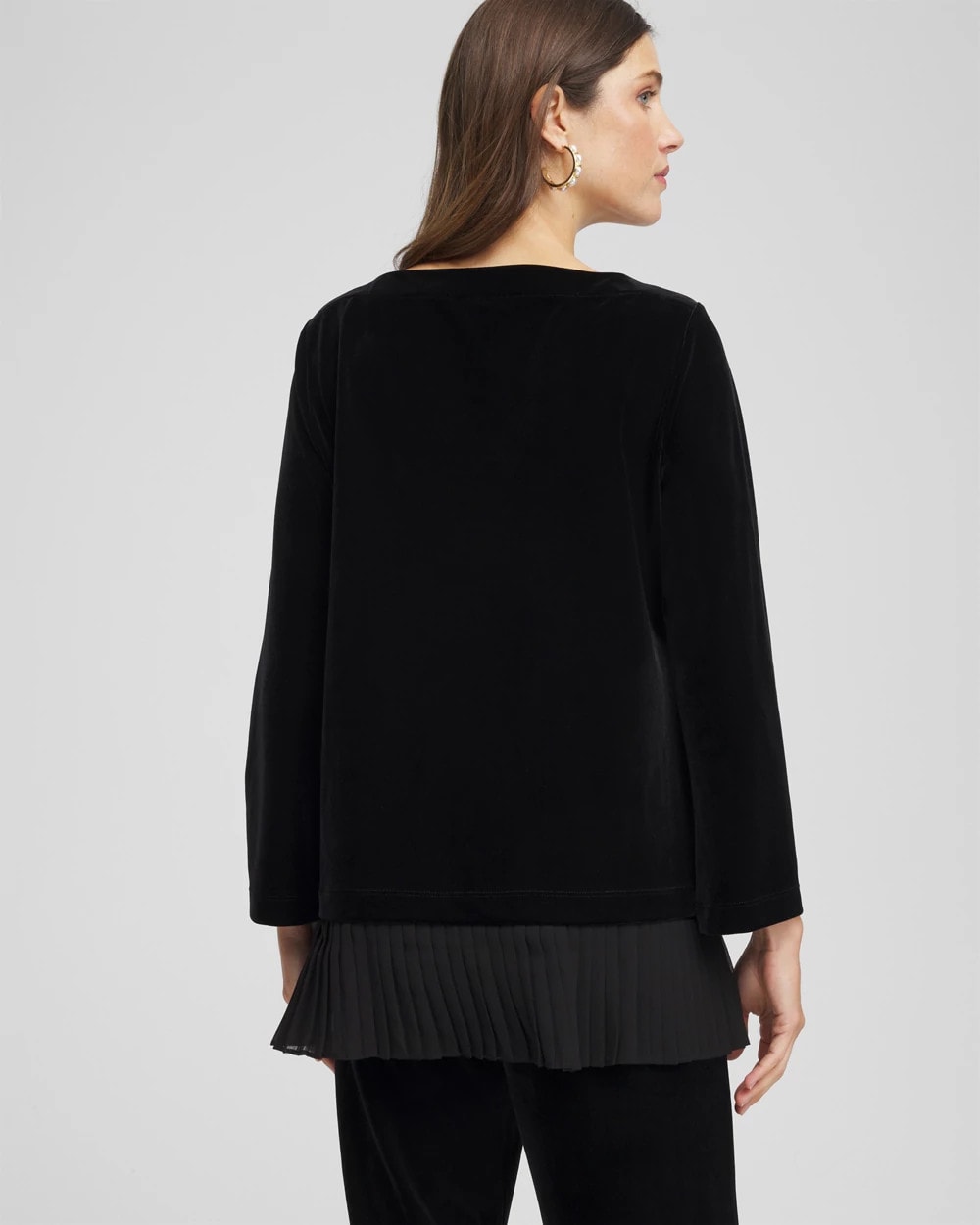 Chico's | Travelers™ Chiffon Hem Velvet Tunic/ Travelers Black