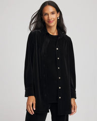 Chico's | Travelers™ Velvet Button-Down Shirt/ Travelers Black