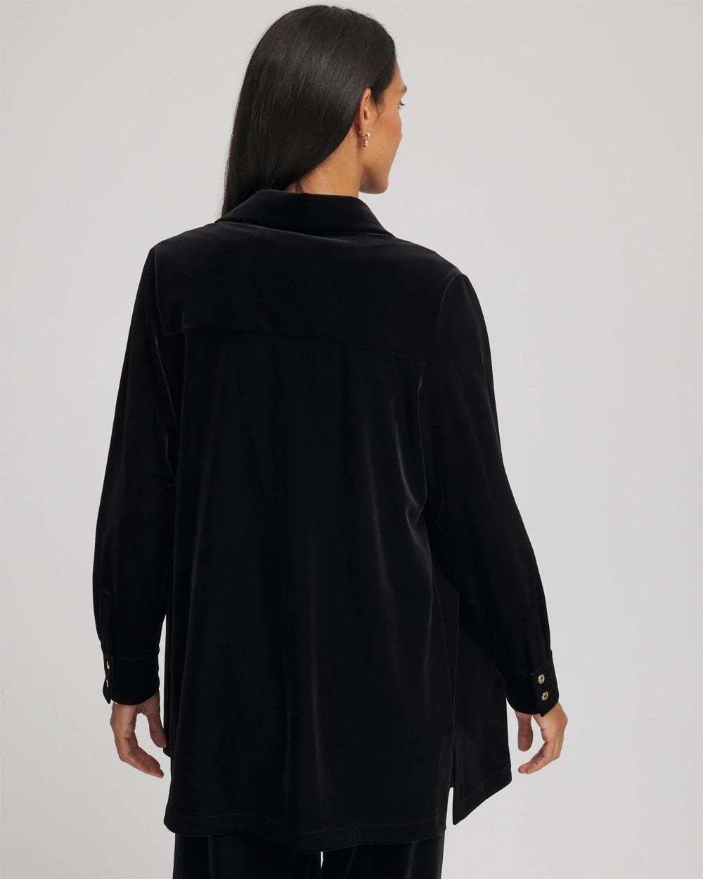 Chico's | Travelers™ Velvet Button-Down Shirt/ Travelers Black
