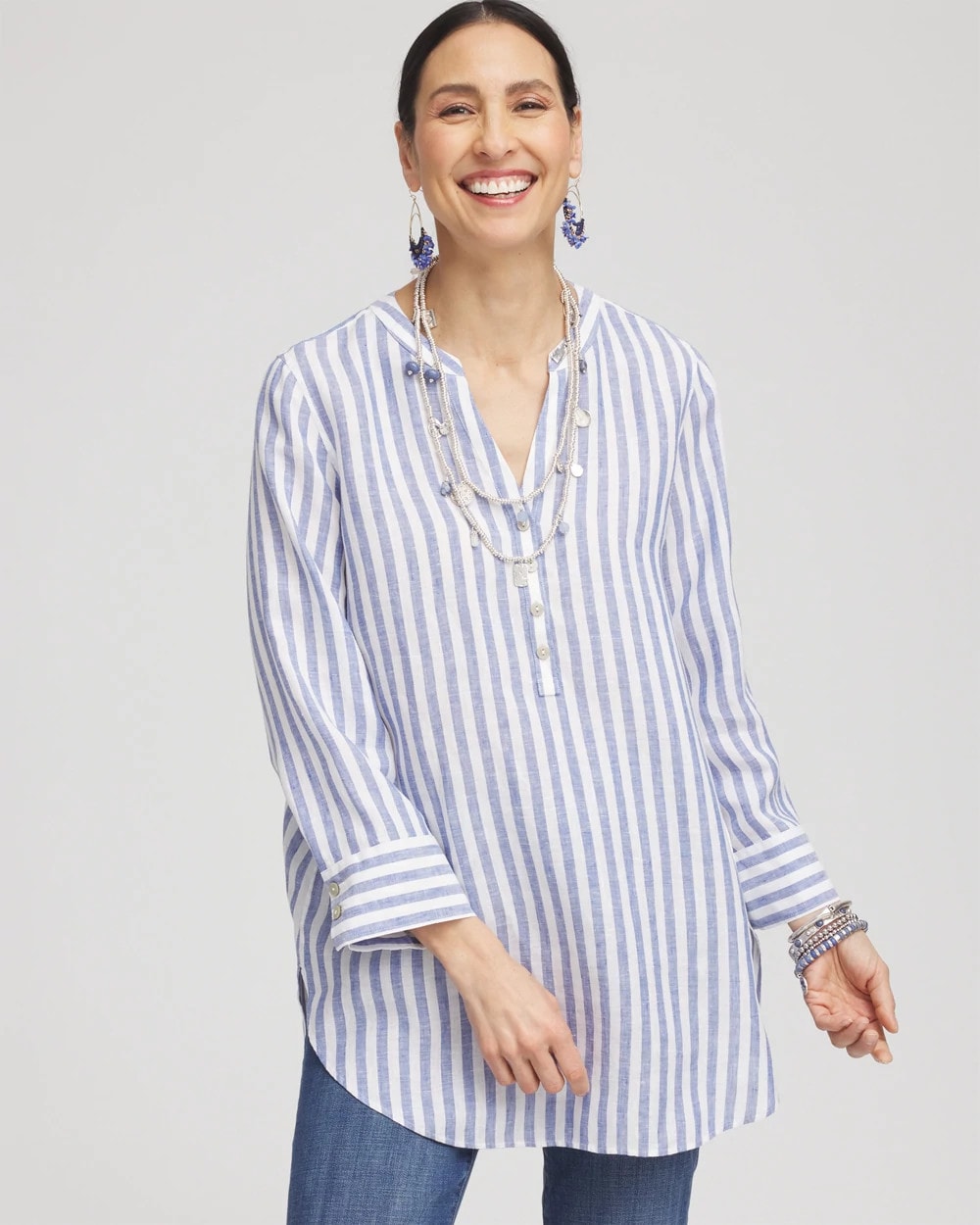 Chico's | No Iron™ Linen Tunic/ Indigo