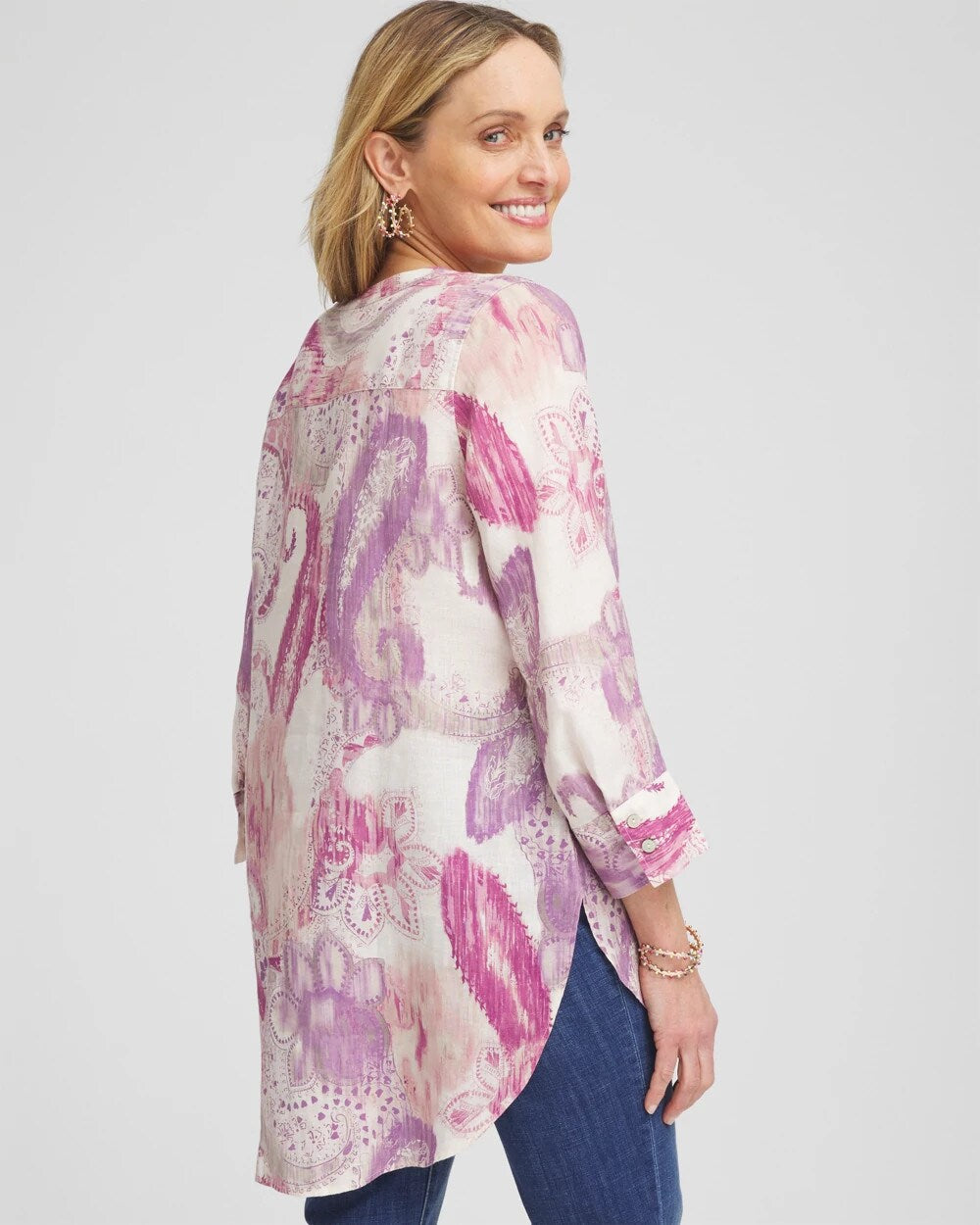 Chico's | No Iron™ Multi Paisley Linen Tunic/ French Blush