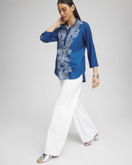 Chico's | No Iron™ Paisley Buttonback Tunic/ Seaport