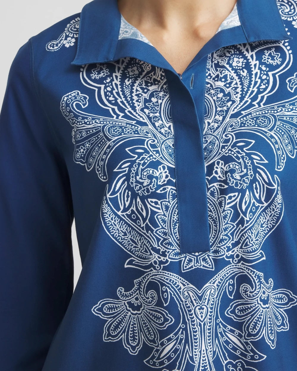 Chico's | No Iron™ Paisley Buttonback Tunic/ Seaport