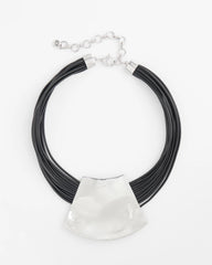 Chico's | Pendant Bib Necklace/ Black/Silver