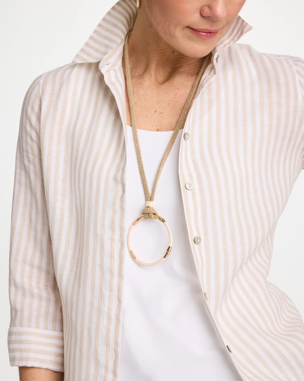 Chico's | Large Open Pendant Necklace/ Neutral