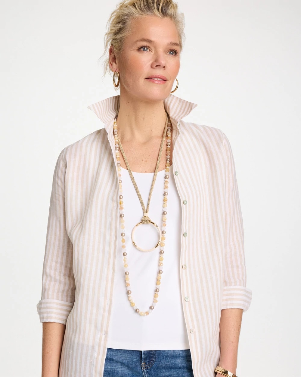 Chico's | Large Open Pendant Necklace/ Neutral