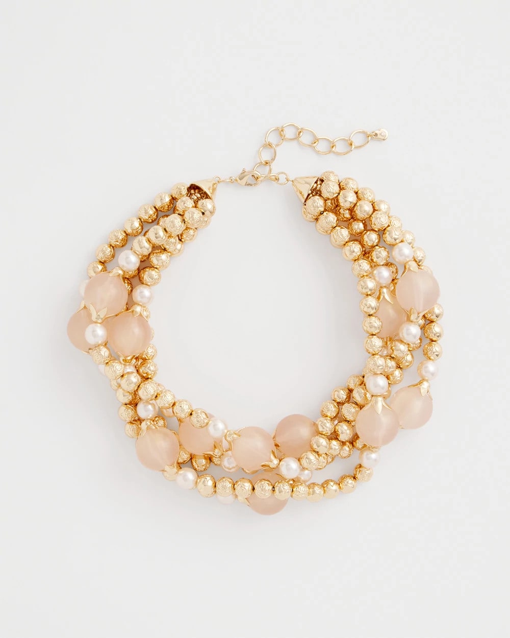 Chico's | Gold Pink Chunky Beaded Necklace/ Pink