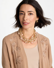 Chico's | Gold Pink Chunky Beaded Necklace/ Pink